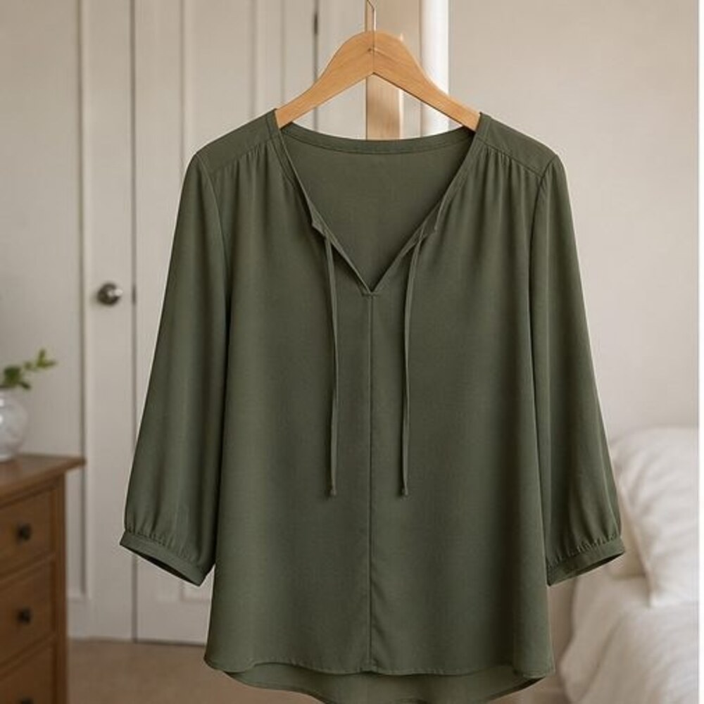 Olive V Neck Top